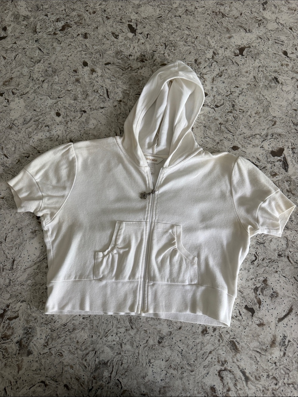 Limited Too White Hooded Zip-Up with Flower Pull